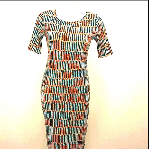 LuLaRoe Julia Print Short Sleeve Dress Sz. S - Picture 3 of 14
